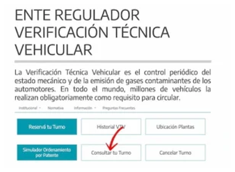 Paso 1 para consultar o cambiar el turno de la VTV en Loma Hermosa