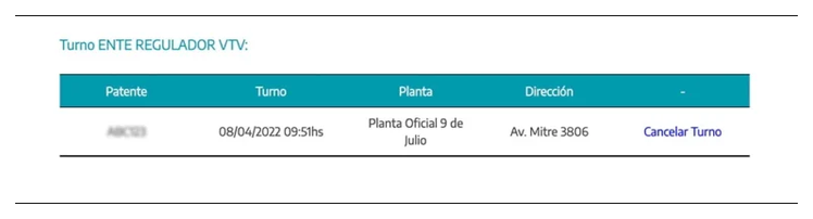 Paso 3 para consultar o cambiar el turno de la VTV en Loma Hermosa